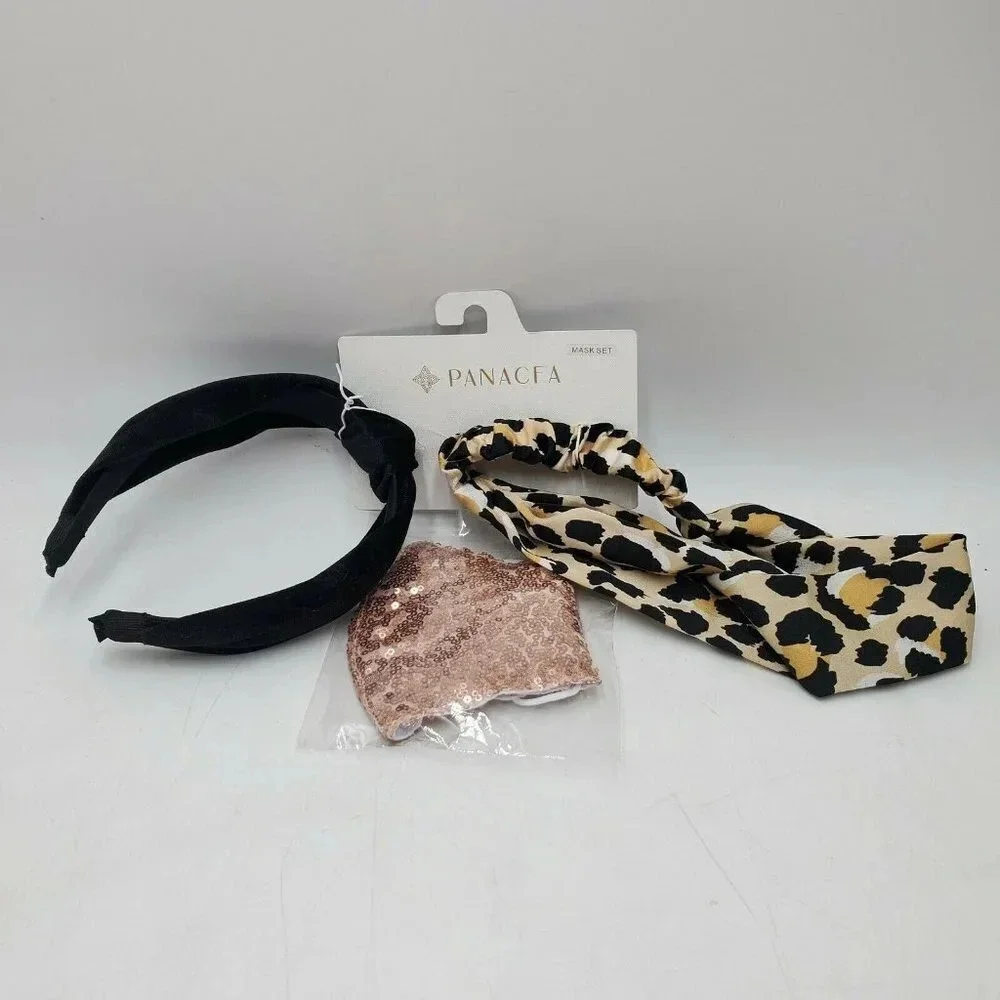 Panacea Metallic Rose‎ Gold Sequined Face Mask Set